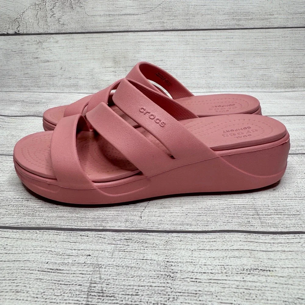 Crocs Women's Pink Slide Sandals - Picture 2 of 5